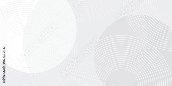 Fototapeta White geometric abstract background overlap layer on bright space with lines effect decoration. Modern graphic design element circles style concept for