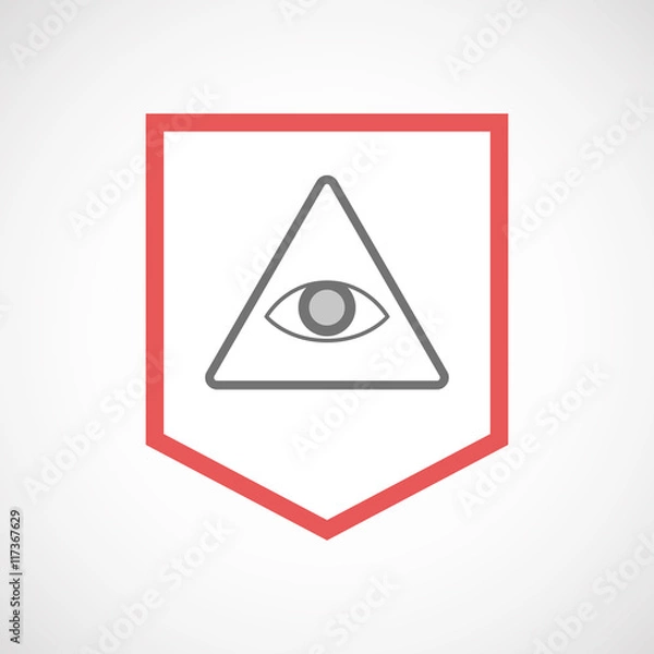 Fototapeta Isolated line art ribbon icon with an all seeing eye
