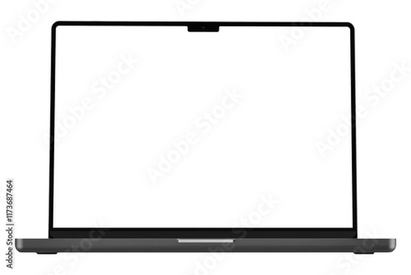 Fototapeta Black laptop mockup template. Transparent png. Blank screen. Frame only