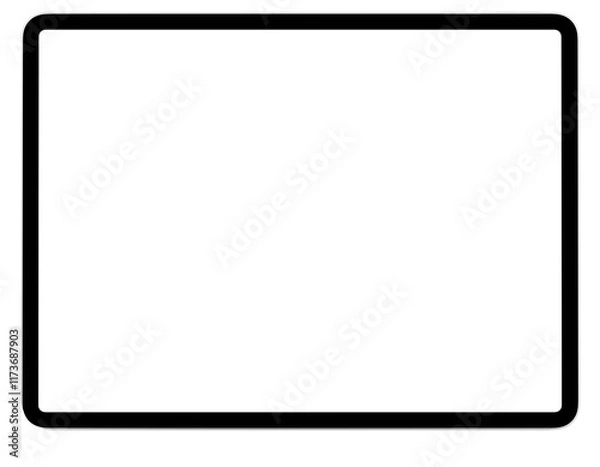 Fototapeta White tablet PC mockup template. Transparent png. Blank screen. Frame only

