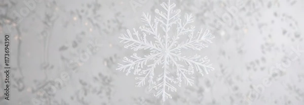 Obraz Delicate snowflake pattern surrounding a simple white background,  ,  winter