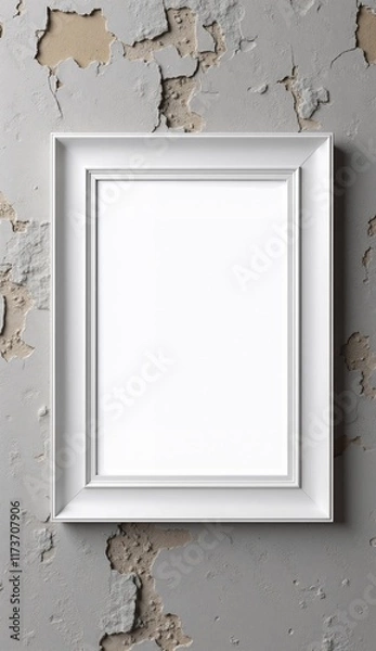 Fototapeta Blank White Frame on Distressed Textured Wall