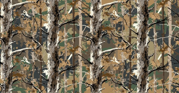 Obraz Trendy camouflage military pattern. Vector camouflage pattern for clothing design. Hunting camouflage texture