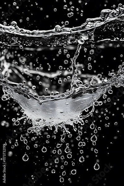 Obraz Water splash captured against a stark black background