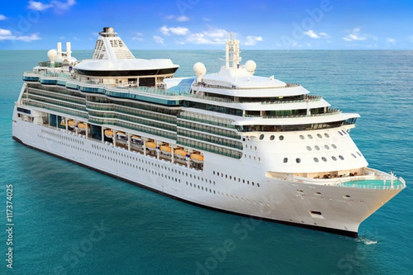 Obraz Luxury Cruise Ship Sailing to Port