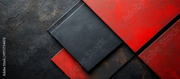 Fototapeta Abstract Red and Black Geometric Composition: A Study in Contrast and Texture