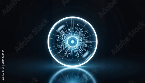 Fototapeta Abstract digital art with glowing circular pattern