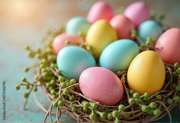 Obraz easter eggs in a nest