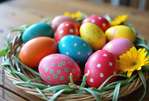 Obraz easter eggs in a basket