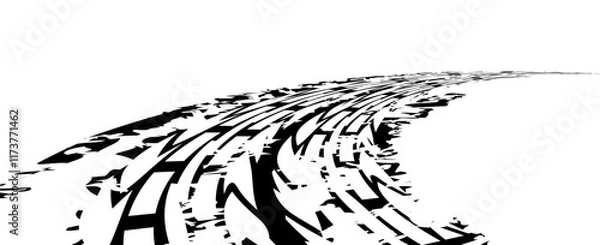 Obraz Tire tread marks, wheel textures, tire marks - car racing, motocross, drift, rally, off-road and others. Vector black isolated texture in grunge style with splashes.eps10