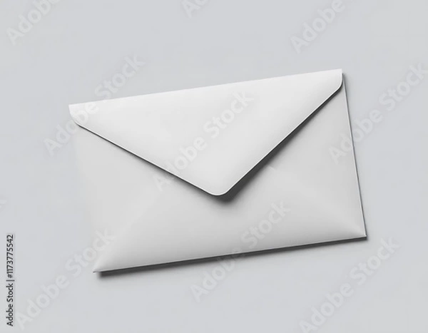 Fototapeta A single blank white envelope rests on a gray surface