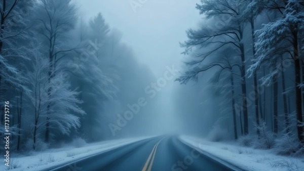 Obraz winter road in the forest