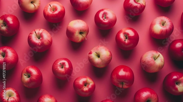 Obraz A solid background filled with bright red apples scattered randomly