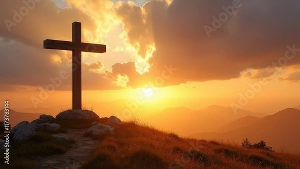 Obraz cross on the hill