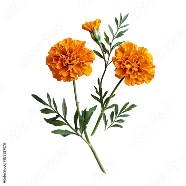 Fototapeta simple and elegant botanical yellow flowers isolated on a white background