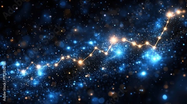 Fototapeta A cosmic scene depicting a starry path with bright lights and a sense of movement.