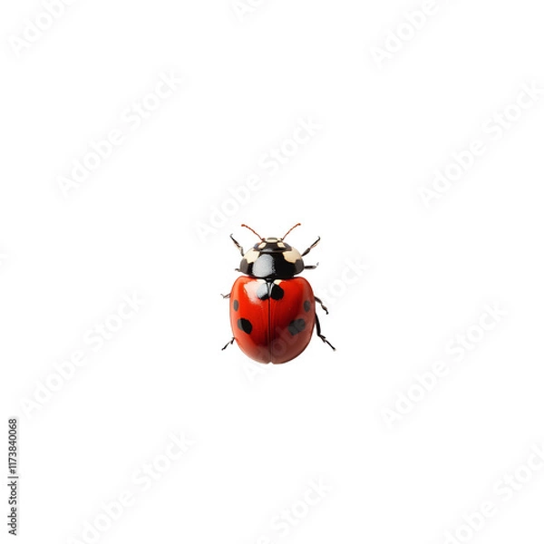 Fototapeta ladybug insect red black spots isolated on a white background