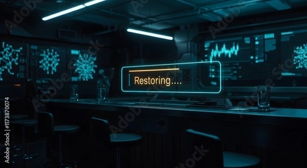 Obraz Restoration progress interface displayed in futuristic cyber environment highlighting secure data recovery and modern system innovation