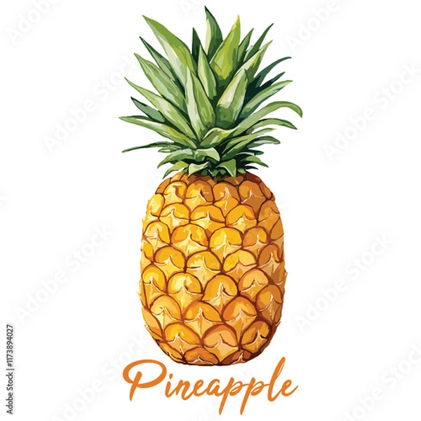 Obraz pineapple in watercolor illustration style  isolated vector on white background