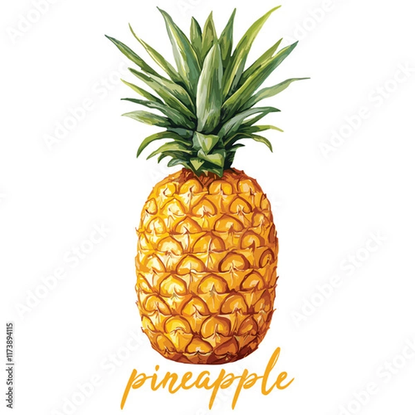 Obraz pineapple in watercolor illustration style  isolated vector on white background