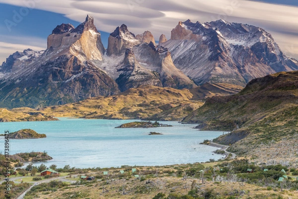 Fototapeta Nice view of Torres Del Paine National Park, Chile.