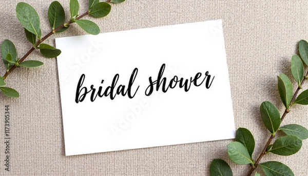 Fototapeta Bridal shower invitation mockup with elegant typography on textured background