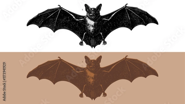 Fototapeta vintage style bat etching engraving illustration in vector format