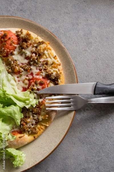 Fototapeta Pizza with beef