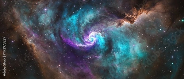 Fototapeta A Beautiful Nebula Vortex Spiraling in space, star around everywhere, Background Image for Graphic Design, Image for graphic design background	