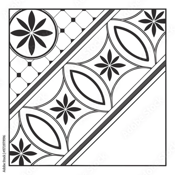 Fototapeta Geometric pattern inspired by traditional tiles Illustrator Artwork