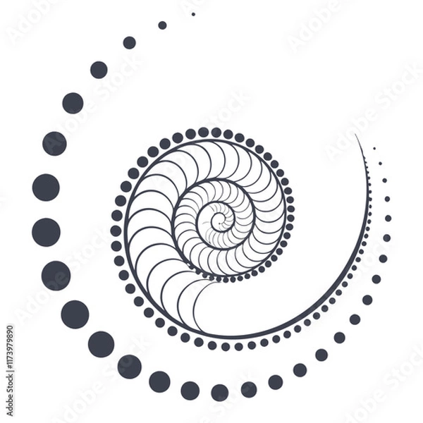 Fototapeta Minimalist spiraling dots forming a vortex Illustrator Artwork