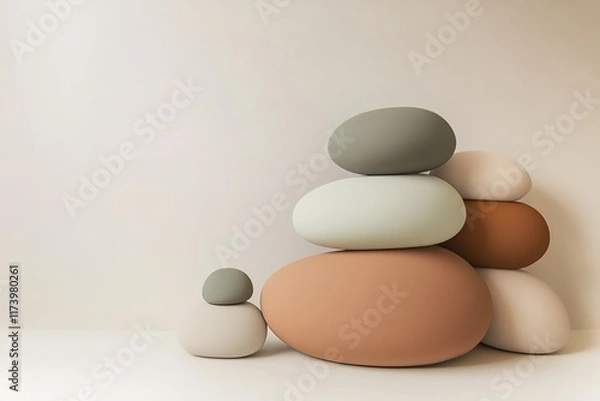 Fototapeta Softly rounded stones in calming hues create an aesthetic balanc