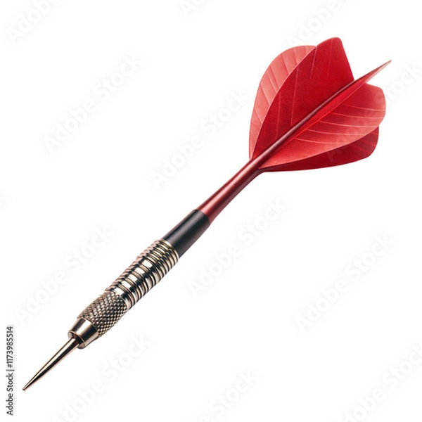 Obraz Red dart with silver tip on a white or transparent isolated background.