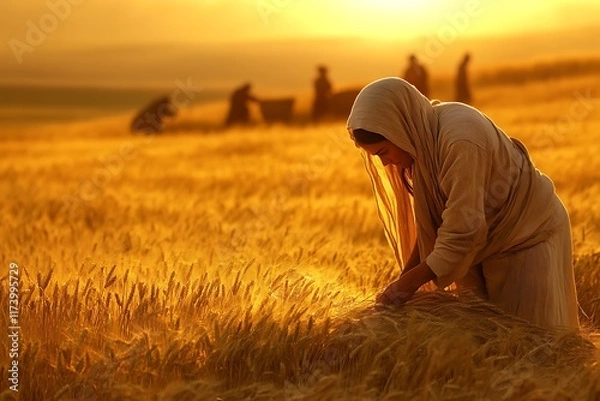 Fototapeta Ruth gleaning in boaz’s field