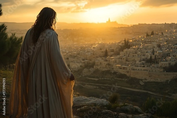 Obraz Jesus overlooking jerusalem, weeping