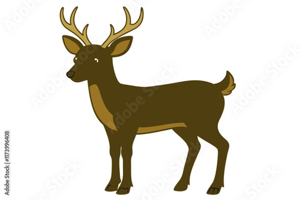 Fototapeta Deer silhouette vector with white background. Wild animal vector