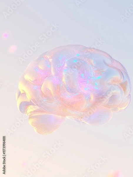 Fototapeta Futuristic Glowing Digital Brain with Neural Network Connections – AI and Technology Concept Background 