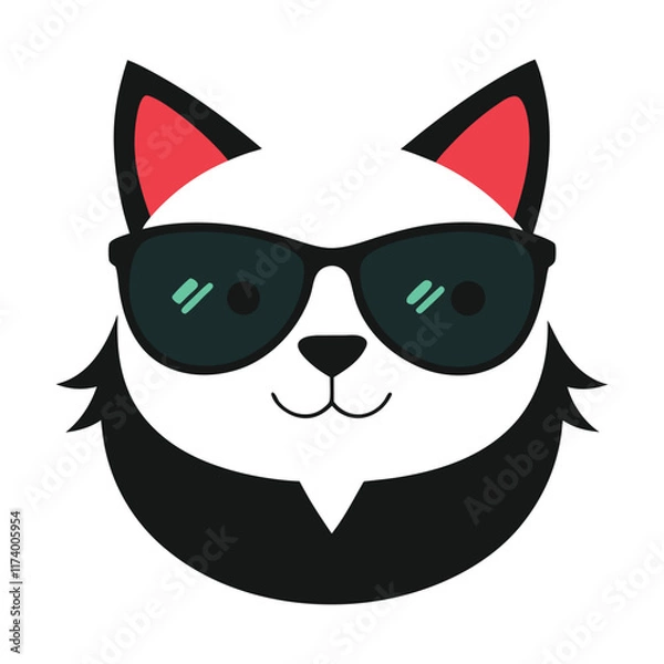Fototapeta Funny cat head vector art illustration