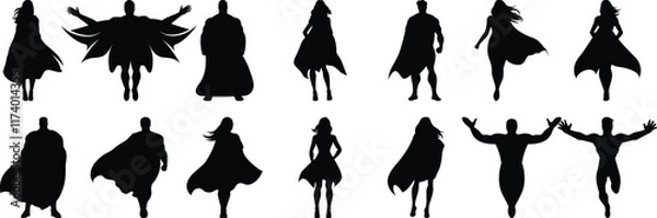 Obraz Superhero silhouette set vector design big pack of comics illustration and icon