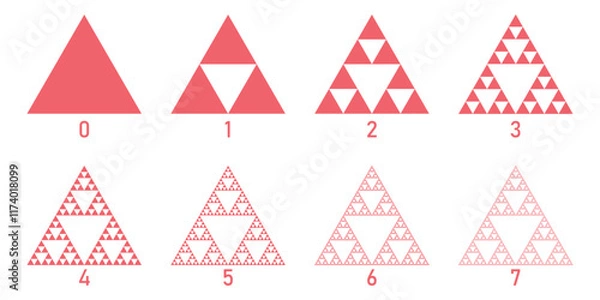 Fototapeta Sierpinski triangle evolution in mathematics.