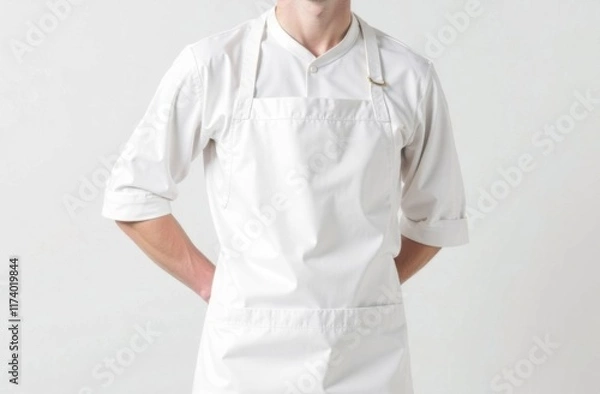 Obraz White apron on chef in white background