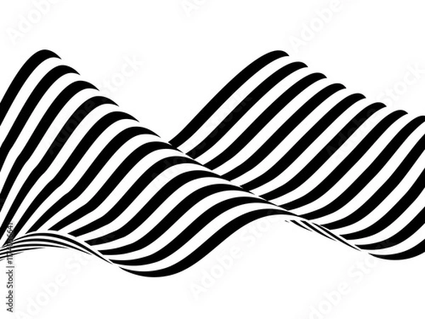 Obraz Optical art background, geometric wave design, black and white,stripes abstract . Png