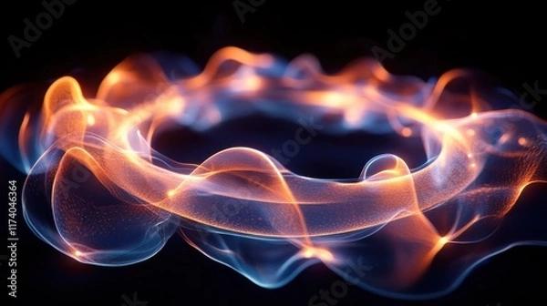Fototapeta Mesmerizing swirls of glowing fiery energy in a hypnotic cosmic abstract visualization  Fluid and dynamic light patterns create a captivating ethereal atmosphere with a futuristic electrifying feel
