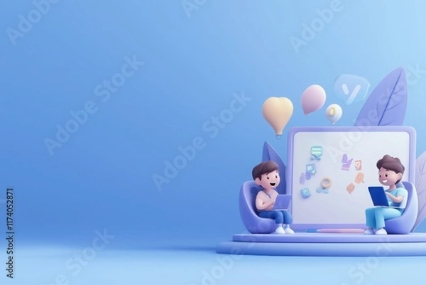 Obraz Collaborative virtual whiteboard experience online learning digital illustration engaging environment two users creative collaboration