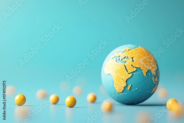 Fototapeta Global collaborative project illustrated globe creative environment contemporary design vibrant viewpoint conceptual art