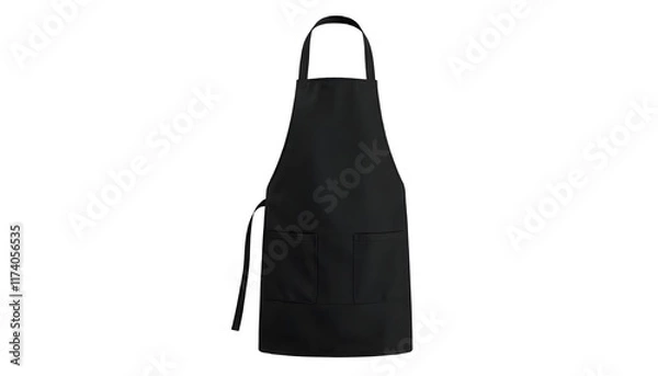 Obraz A blank black baker chef apron mockup displayed from the front view, designed for professional kitchen staff. The apron features an adjustable strap and a clean, sleek appearance, ready for branding o