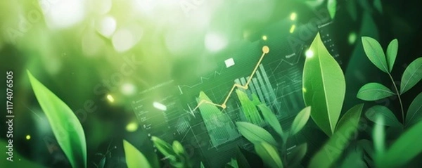 Fototapeta Eco-friendly digital growth dashboard analysis business environment graphic visualization nature-inspired setting innovative growth concept