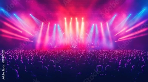 Fototapeta Live music concert experience stadium event photography vibrant atmosphere audience perspective exciting entertainment