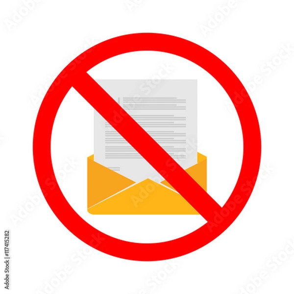 Fototapeta Stock vector of no email. Prohibition for sending email. No communication by email.