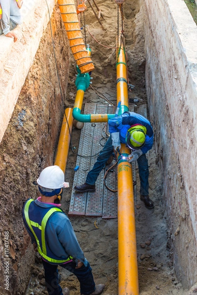 Obraz Working construction gas pipeline underground